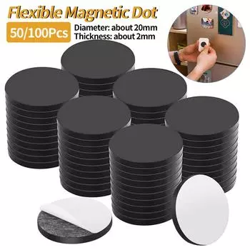 50/100 шт. 20X2 мм Гибкий магнитный точечный магнитный круглый самоклеящийся круглый резиновый мягкий магнитный лист для холодильника DIY Craft