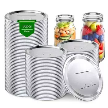 50/100 шт. 7 см универсальные крышки для консервирования Mason, герметичные, сохраняющие свежесть продуктов питания из нержавеющей стали для крышек для банок Mason, кухня 7cm серебряный