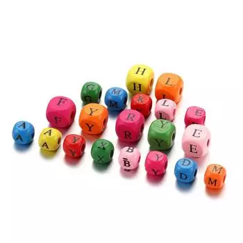 50 ~ 100 шт. 8/10 мм разноцветные квадратные прокладки с буквами алфавита, свободные деревянные бусины для изготовления ювелирных изделий своими руками, аксессуары, принадлежности