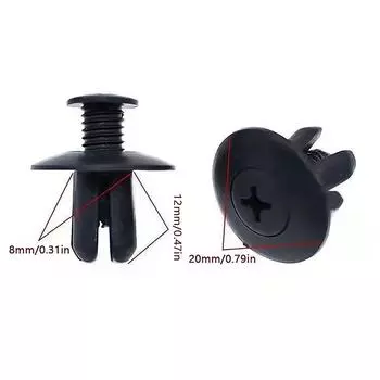 50/100 шт 8 мм пластиковые заклепки крепежные винты автомобильный бампер крыло черные заклепки 50PCS