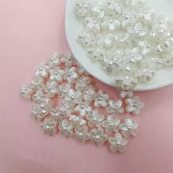 50/100 шт. ABS искусственный жемчуг трехмерные перфорированные свободные бусины в форме цветка в 7 стилях для браслета «сделай сам», ожерелья, ювелирных аксессуаров Style 4 / 50pcs