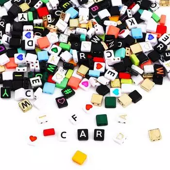 50-100 шт акриловые квадратные бусины с двойными отверстиями и буквами для изготовления ювелирных изделий своими руками 4x9mm 100pcs