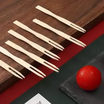 50/100 шт бамбуковые одноразовые деревянные вилки для фруктов десерт коктейльный набор для вечеринки домашний декор посуда принадлежности