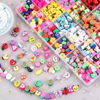 50-100 шт., бусины из полимерной глины с животными, фруктами, цветами, свободно расположенные детские украшения, изготовление браслетов, ожерелья, аксессуары smiley-50pcs