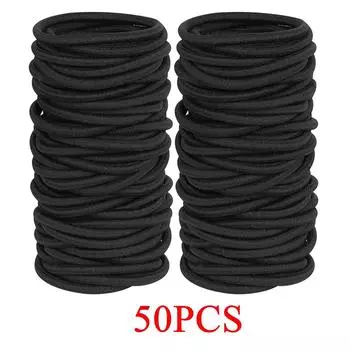 50/100 шт. Черные резинки для волос для густых и вьющихся волос, держатели для хвостика, эластичная резинка для волос для женщин или мужчин (4мм) Аксессуары для волос