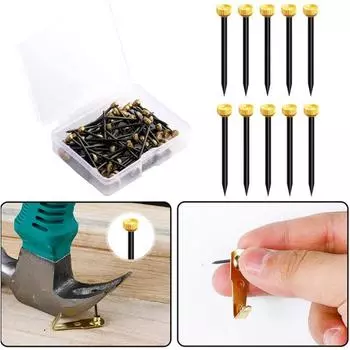 50/100 шт. гвоздей для подвешивания картин с коробкой для хранения, нержавеющие, устойчивые к коррозии, простая установка на стену 50pcs