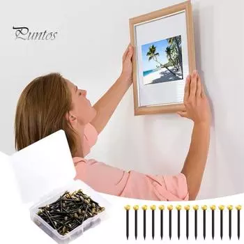 50/100 шт. гвоздей для подвешивания картин с ящиком для хранения, нержавеющие, устойчивые к коррозии, легко устанавливаемые настенные гвозди, набор гвоздей для дерева 50pcs