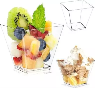 50/100 шт. Круглые стаканчики для десертов, одноразовые прозрачные стаканчики для парфе, стаканчики для мороженого, суфле, желе, праздничные принадлежности 50pcs белый