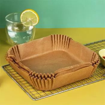 50/100 шт. квадратная фритюрница, одноразовый бумажный вкладыш, пищевой бумажный коврик для выпечки, масляный бумажный лоток, кухонные принадлежности для выпечки 16*4.5cm коричневый