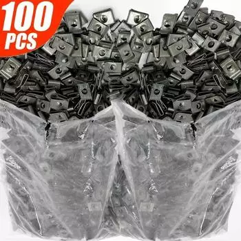 50/100 шт. металлические винтовые крепежные зажимы для автомобилей, мотоциклов, U-образный зажим с винтовой защитой от ржавчины, винтовая пряжка, листовое железо 50 PCS