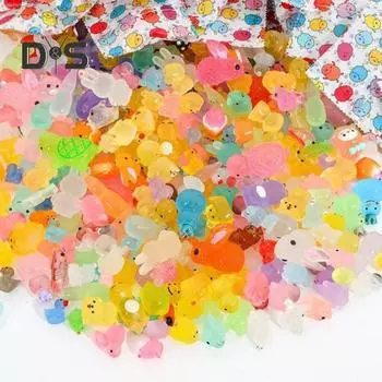 50/100 шт. Мини-фигурки животных, светящиеся в темноте, украшения из смолы, крошечные кролики, динозавры, миниатюрные украшения для волшебного сада, микроландшафт в горшках 50pcs