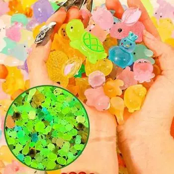 50/100 шт. Мини-фигурки животных, светящиеся в темноте, украшения из смолы, крошечные кролики, динозавры, украшения для сада, микроландшафт, горшечные растения, поделки своими руками 50pcs