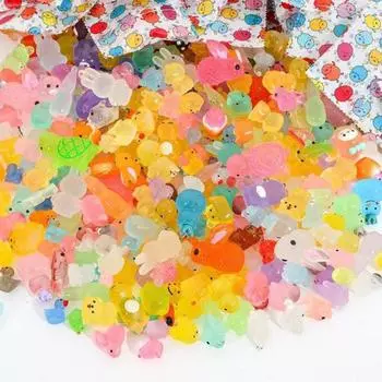 50/100 шт. Мини-фигурки животных, светящиеся в темноте, украшения из смолы, крошечные кролики, динозавры, миниатюрные украшения для волшебного сада, микроландшафт в горшках 50pcs