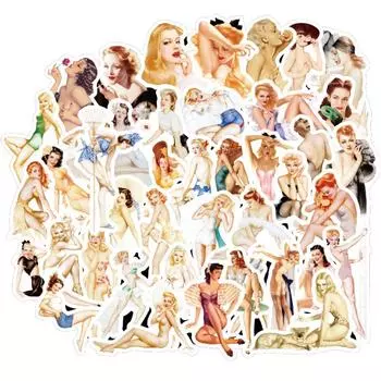 50-100 шт. наклейки для девочек в стиле пин-ап, наклейка для сноуборда, багажа, стайлинга автомобилей, ноутбука, водонепроницаемая, красивая наклейка для скейтборда для девочек, игрушка в подарок 50pcs