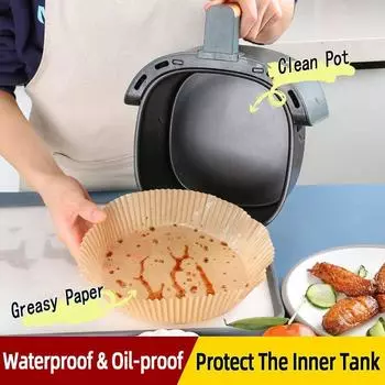 50/100 шт. пергаментной бумаги для фритюрницы, круглые вкладыши для фритюрницы, одноразовые бумажные вкладыши для фритюрницы, маслостойкая бумага для выпечки