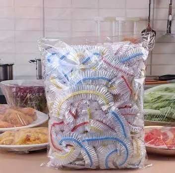 50/100 шт., полиэтиленовая пленка, эластичная крышка для миски, одноразовая и безопасная, сохраняет еду свежей и вкусной, идеальная кухонная необходимость 100PCS разноцветный