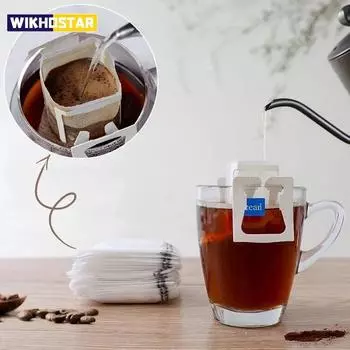 50/100 шт. Портативные фильтры для кофе в виде уха, одноразовые фильтр-мешки для кофе, бумажные фильтры для приготовления кофе, экологически чистые 50pcs