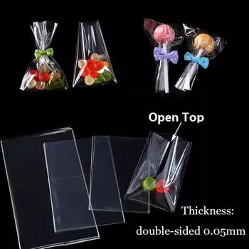 50/100 шт. прозрачный плоский мешок для конфет с открытым верхом, OPP пластиковый целлофановый мешок, упаковка для леденцов, упаковка для печенья, маленькая подарочная сумка для свадебной вечеринки 12x17cm 50pcs