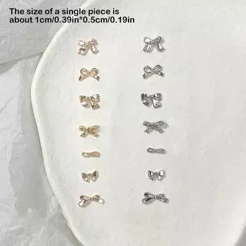 50/100 шт. серебряные металлические банты для дизайна ногтей, 3D-ламповые серебряные/золотые банты, ленты для декора ногтей, аксессуары для маникюра класса люкс своими руками 50PCS золотой