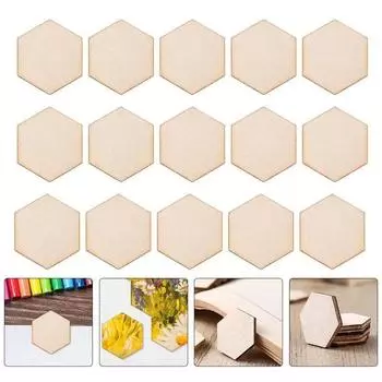 50/100 шт. Шестигранные пустые деревянные щепки Незаконченная деревянная тарелка Декоративное искусство Ремесла DIY Изготовление свадебных бирок Рождественские пустые подарки
