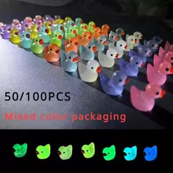 50/100 шт. светящиеся мини-утки мох микропейзаж миниатюрные фигурки уток сказочные садовые аксессуары домашний декор светятся в темноте 50PCS