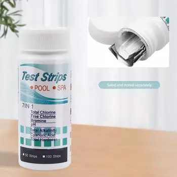 50/100 шт. Тестовая бумага для измерения pH в бассейне, высокоточный 7-в-1, остаточный хлор, щелочность, жесткость, тестер для бассейна и спа