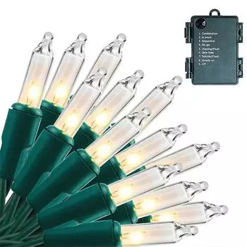 50/100 светодиодных уличных гирлянд на батарейках Мини рождественские гирлянды на батарейках 8 режимов для декора свадьбы или вечеринки 5M 50LEDS теплый белый