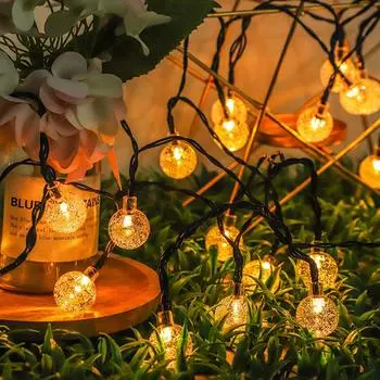 50/100 светодиодов, хрустальный шар, водонепроницаемые солнечные уличные гирлянды, гирлянды на солнечной энергии, сказочные гирлянды для наружного сада 7m 50led разноцветный