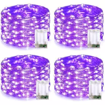 50-100 светодиодов на батарейках, мини-светодиодные гирлянды из медной проволоки с гирляндой для вечеринок 1 pc 3m/9.8ft 30LEDs (Purple) фиолетовый