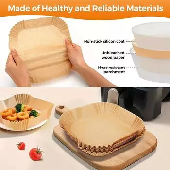 50/100PCS Air Fryer Paper Kitchen Airfryer Disposable Paper Liner Baking Oil-proof Paper Non-Stick BBQ Baking Mat Accessories