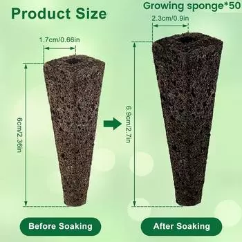 50/100Pcs Grow Sponges Hydroponics Seed Starter Sponges Kit Professional Sponge Water Absorbent Grow Pod Kit Gardening Accessory