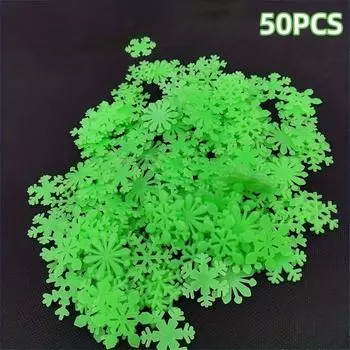 50/100PCS Luminescent Snowflake Wall Stickers, Mini Christmas Snowflake Luminous Wall Decoration Suitable For Home Bedroom Baby Room Decoration 50-pcs