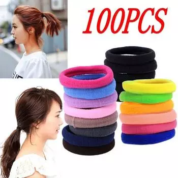 50/100PCS Mini Girl Эластичные резинки для волос Лента Веревка Pack of 50 чёрный