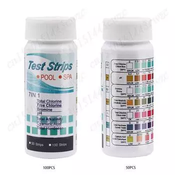 50/100pcs Water Test PH Strips Multipurpose 7-in-1 Residual Chlorine Value Alkalinity Hardness Tester Aquarium Pool Accessories