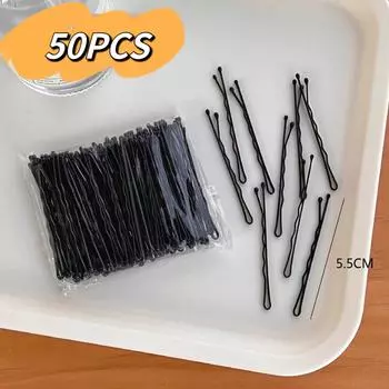 50/100PCS Women Basic Hair Clips Black Wave Curly Bride Disposable Hairgrip U-Shaped Bobby Pins Hair Clip Metal Hair Accessories 5.5cm