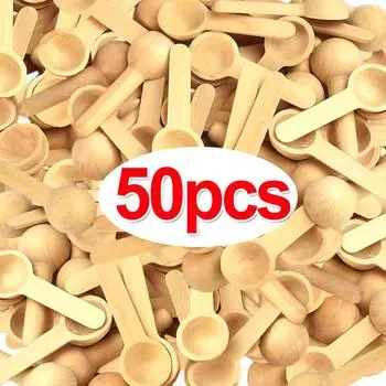 50/10 шт. Мини деревянные ложки с короткой ручкой медовые кофейные чайные ложки кухонные ложки для специй приправы домашняя кухня кулинарные гаджеты 20pcs