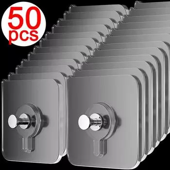 50/10 шт. Самоклеящиеся настенные крючки для фоторамки, часов, прочные клейкие прозрачные гвозди, настенные крючки, вешалки, держатели для гвоздей 6X6CM