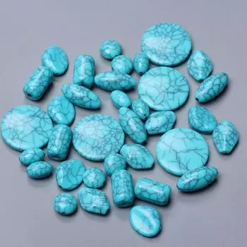 50-10pcs 11-25mm 7 style Charms Geometric Spacer Beads Imitated Turquoises Green Color Loose Seed Beads for DIY Necklace Jewelry Accessories Flat Stone