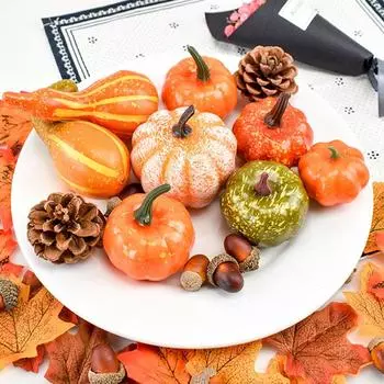 50/12/8 шт. Искусственная тыква Золотая осень Мини имитация поддельные тыквы сосновые шишки желуди реквизит набор Хэллоуин DIY украшения