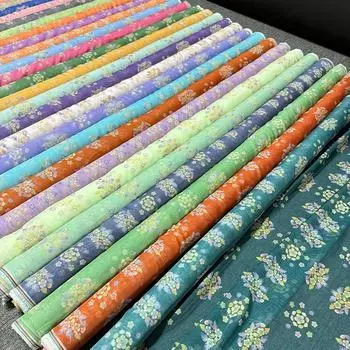 50*150 см шифоновая ткань в китайском стиле с цветочным принтом в виде чая, дизайнерская ткань для самостоятельного изготовления платья ханьфу, старинного костюма, декора 50x150cm