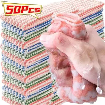 50/1 шт. Коралловые флисовые полотенца для мытья посуды, тряпки для мытья посуды, суперабсорбирующие салфетки для уборки, губки для мытья стекол, полотенца для протирки окон 1PC