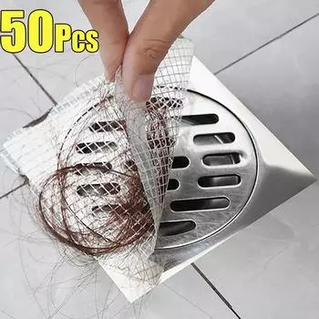 50/1 шт. наклейки для слива пола одноразовый антиблокировочный фильтр улавливатель волос сливная пробка фильтр для раковины кухонный аксессуар для ванной комнаты 1PC