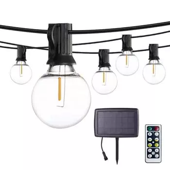 50/25ft Dimmbale солнечные фонари уличные дистанционные водонепроницаемые лампы E12 гирлянда G40 светодиодные гирлянды гирлянды для свадебного декора сада 25ft(7.6m)