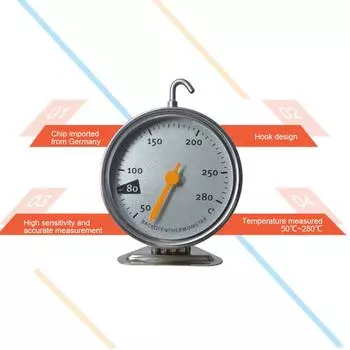 50-280 градусов по Цельсию Термометр для духовки Подставка из нержавеющей стали Большой циферблат Выпечка Барбекю Приготовление мяса Еда Измерение температуры Бытовая золотой