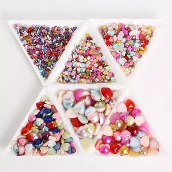 50-300 шт./пакет 3/4/6/8/10/12 мм красочные полукруглые плоские бисерные украшения в форме сердца в форме сердца, аксессуары ручной работы 3mm 300pcs/bag