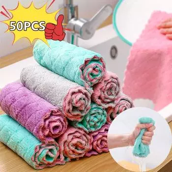 50/30/10/5 шт. Полотенце из микрофибры, впитывающее кухонное полотенце, антипригарное, масляное, для посуды, салфетки, столовые приборы, бытовые полотенца 3PCS