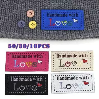 50/30/10 шт. этикетка ручной работы для одежды, вязаные шапки, сумки, аксессуары для шитья, бирки для одежды, ручная работа с этикеткой «Любовь» 10pcs красный