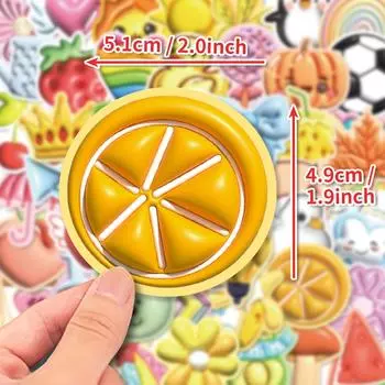 50 3D Inflated Visual Stereo Xiaoqing Graffiti Stickers Lemon Penguin Diy Luggage Notebook Stickers