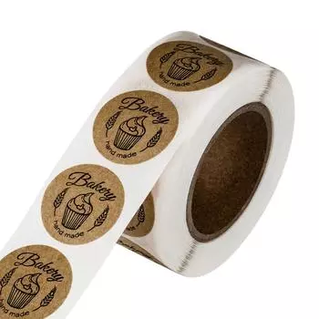 50-500 1-дюймовые наклейки ручной работы из крафт-бумаги, альбом для вырезок «хлебобулочные изделия», наклейки для запечатывания коробки для печенья, милые наклейки для канцелярских принадлежностей