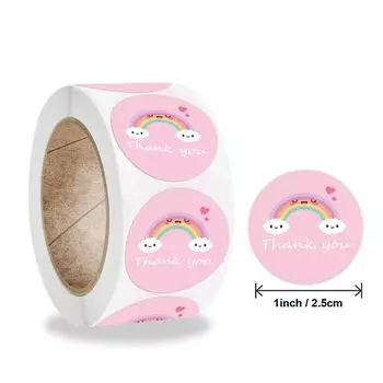 50-500 шт., 1 дюйм, наклейки с героями мультфильмов «Спасибо», милые наклейки с изображением Солнца, Радуги и облаков для подарочных декоративных этикеток ручной работы, детские наклейки в виде наград